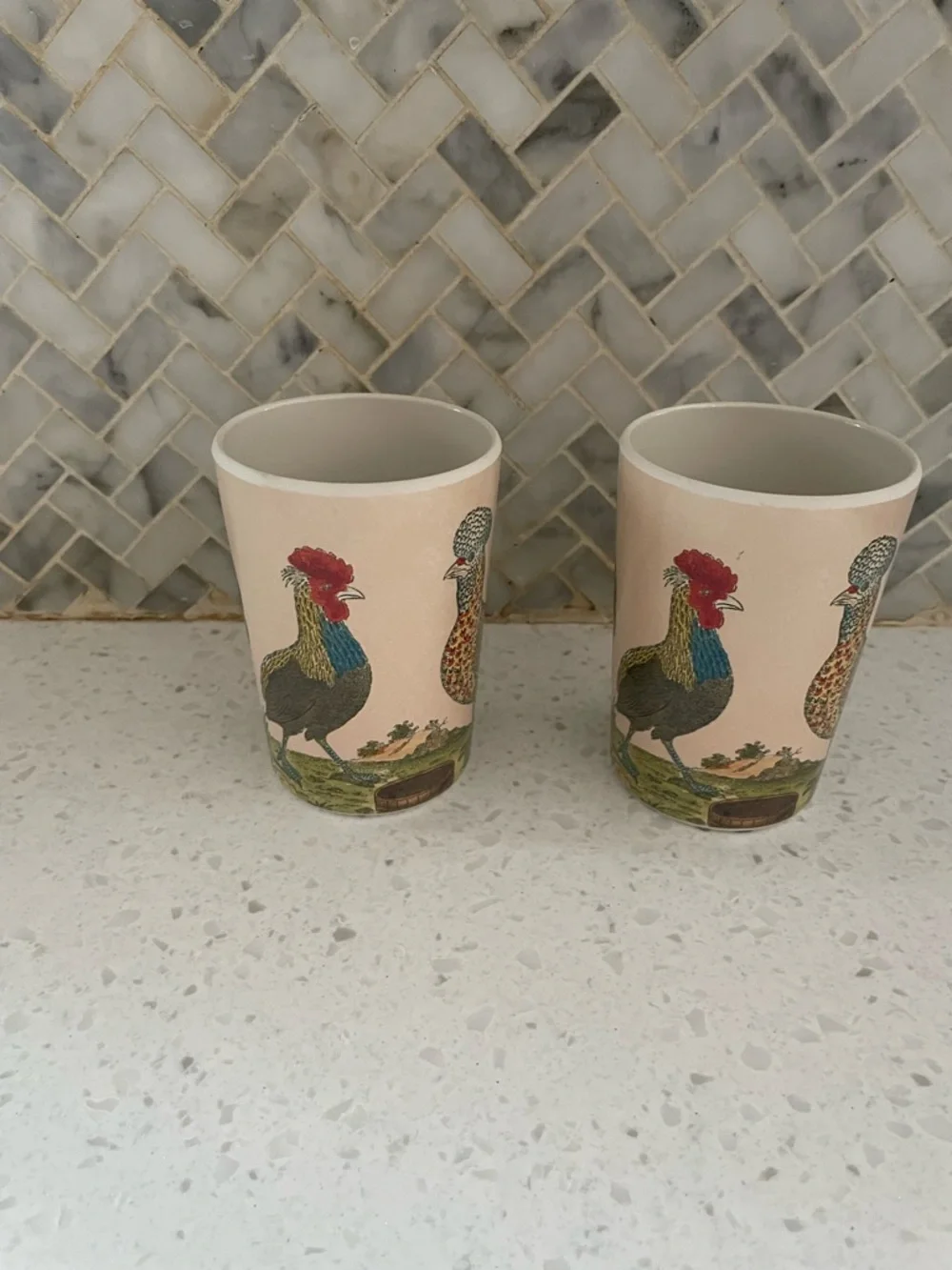 Target Rooster Chicken BP Free Pair Of Cups Country Kitchen Farm